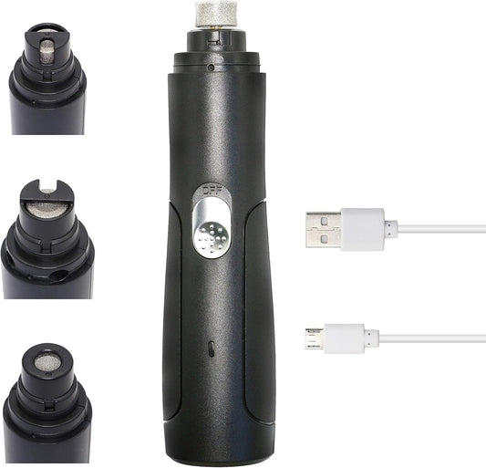 Dog Nail Grinder, Electric Pet Nail Trimmer, Rechargeable Low Noise Dog Nail File Painless Paws Grooming & Smoothing for Small Medium Dogs & Cats (Black)