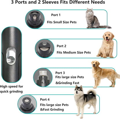 Dog Nail Grinder, Electric Pet Nail Trimmer, Rechargeable Low Noise Dog Nail File Painless Paws Grooming & Smoothing for Small Medium Dogs & Cats (Black)